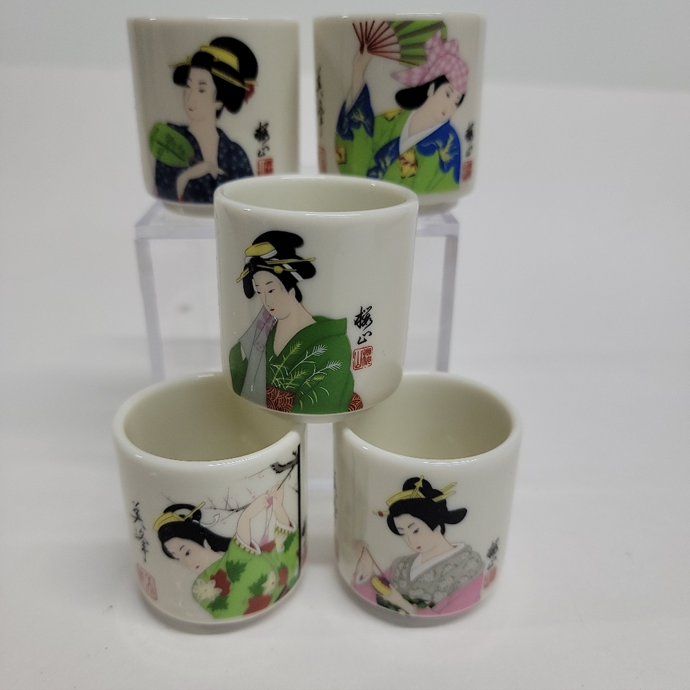 Japanese Geisha Ceramic Cup Set